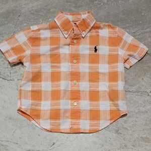 Ralph Lauren Kids Orange and White Plaid Shirt